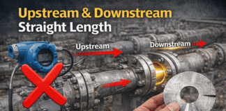Orifice flow meter Upstream and downstream meter length