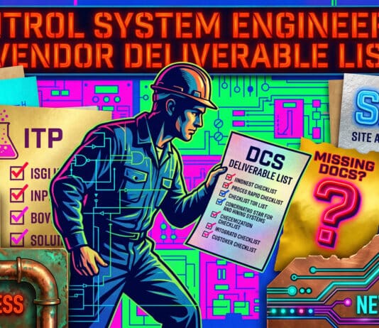 Vendor document list for control system deliverable