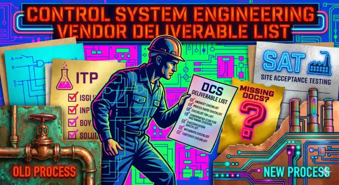 Control system engineering deliverable Vendor document list for control system deliverable